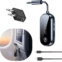 Bluetooth 5.4 Transmitter en Ontvanger - Bluetooth Adapter - Vliegtuig Adapter - Bluetooth Zender - 3,5mm AUX Splitter - Dual Connect voor 2 Apparaten Tegelijk - Geschikt voor Vliegtuig, TV, Auto, Laptop en Tablet — thumbnail 1