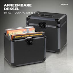 Platenkoffer - Vonyx RC82 - LP opbergsysteem voor 12 inch vinyl - LP koffer voor dagelijks gebruik en DJ’s - Zwart — thumbnail 3