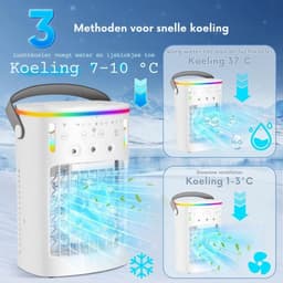 4-in-1 draagbare airconditioner - Met afstandsbediening - Draagbare luchtkoeler voor de slaapkamer (zonder flexibele slang) - Mini-airconditioner - Ventilator - Airconditioner - Luchtkoeler (drie standen) — thumbnail 2