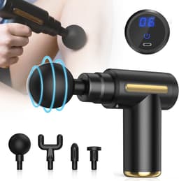 Mini Massagepistool - Handmassageapparaat Voor Spieren Met 6 Snelheden - Diepweefselpercussiemassageapparaat - 4 Massagekoppen — thumbnail 1