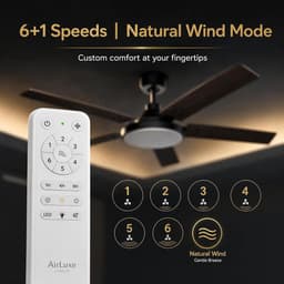 Stille plafondventilator met ledverlichting – 107 cm – 5 omkeerbare bladen – dimbare ledlamp van 18 W – 6 snelheden – zomer-/wintermodus – timer, geheugen, afstandsbediening – ideaal voor de woonkamer en de slaapkamer — thumbnail 2