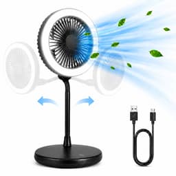 Tafelventilator met LED Licht - Bureauventilator met Verlichting - 3 Snelheden - Statief Ventilator met Flexibele Kop - Fan with LED Light - Mini Fan - Ventilator Staand met Draad - Desk Ventilator - Kleine Airco Verkoeler - Zwart - Silvergear — thumbnail 1