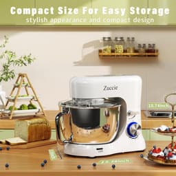 Keukenmachine - Mixer Deegmaker - Bakken en Koken - Krachtige 1000W Motor - 5.2 Liter Kom - Wit — thumbnail 4