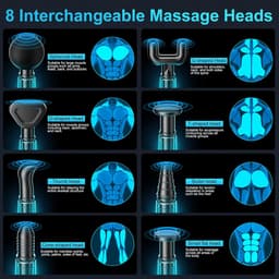Massagepistool - Spierverlichter - Spierherstel - 8 koppen 99 snelheden - 13 mm diep - Grijs — thumbnail 5
