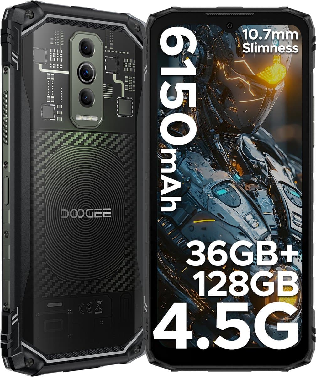 DOOGEE Blade 10 Ultra Energy 4.5G - Robuuste Telefoon - Smartphone - 36 GB RAM+128 ROM(2TB/TF) - UNISOC T7250 - Android 16 - 6,56-inch HD+ 90Hz - 64MP Camera - 6150mAh/18W - IP68 - 10.7mm - Vingerafdruk-Face ID - NFC - GPS - Zwart — afbeelding 1