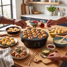 SnelShoppen - Elektrische Takoyaki Machine 18 Holes Non-Stick Keukenmachine voor het Maken van Japanse Takoyaki, 4cm Openingen, Ideaal voor Feestjes e — thumbnail 4