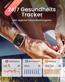 FOSMET Smartwatch - Smartwatches - 1,83inch - Dames en Heren - Stappenteller Horloge - Hartslagmeter - Bloeddrukmeter - Slaapmonitor - Saturatiemeter - Belfunctie - 100+Sportmodi - Temperatuurmeting,55 Dagen Batteri - Elke Smartphone - Roze — thumbnail 5