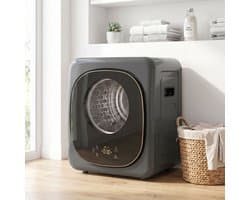 TEKROA® wasdroger - 4 kg compact ontwerp, 5 programma's, timer - grijs