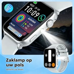 Blackview Smartwatch Voor Dames - Activity Tracker -1,91 inch Slim Horloge Met Touchscreen met zaklamp - Bluetooth Watch -Zilver — thumbnail 2
