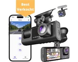 JML Dashcam V3 voor Auto - 1080p Full HD - Voor-, Achter- en Binnencamera - Wifi en App - Looprecording - G-sensor