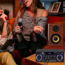 Bluetooth Versterker - HiFi Stereo Versterker - Mini Audioversterker - 2.0 Kanaals - 50W+50W - USB/SD - FM Radio - Microfooningang - Afstandsbediening - Bas & Treble Instelbaar - Voor Karaoke & Home Cinema — thumbnail 3