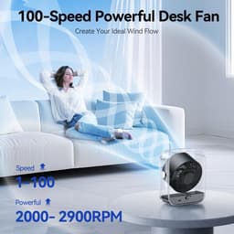 Casalora Ventilator - Tafelventilator Stil Geruisloos USB - Oplaadbaar & Draadloos - 100 Snelheden - Paars — thumbnail 2