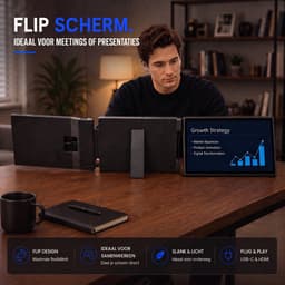 TYVON Triple Portable Monitor 15.6 inch - Flip - Tri screen - Full HD Draagbare monitor met USB-C & HDMI - Voor Apple en Windows - Plug & Play - Dubbel Scherm - Opvouwbaar - Laptop Scherm Uitbreider - Externe Monitor incl. Draagtas - Beeldscherm — thumbnail 3