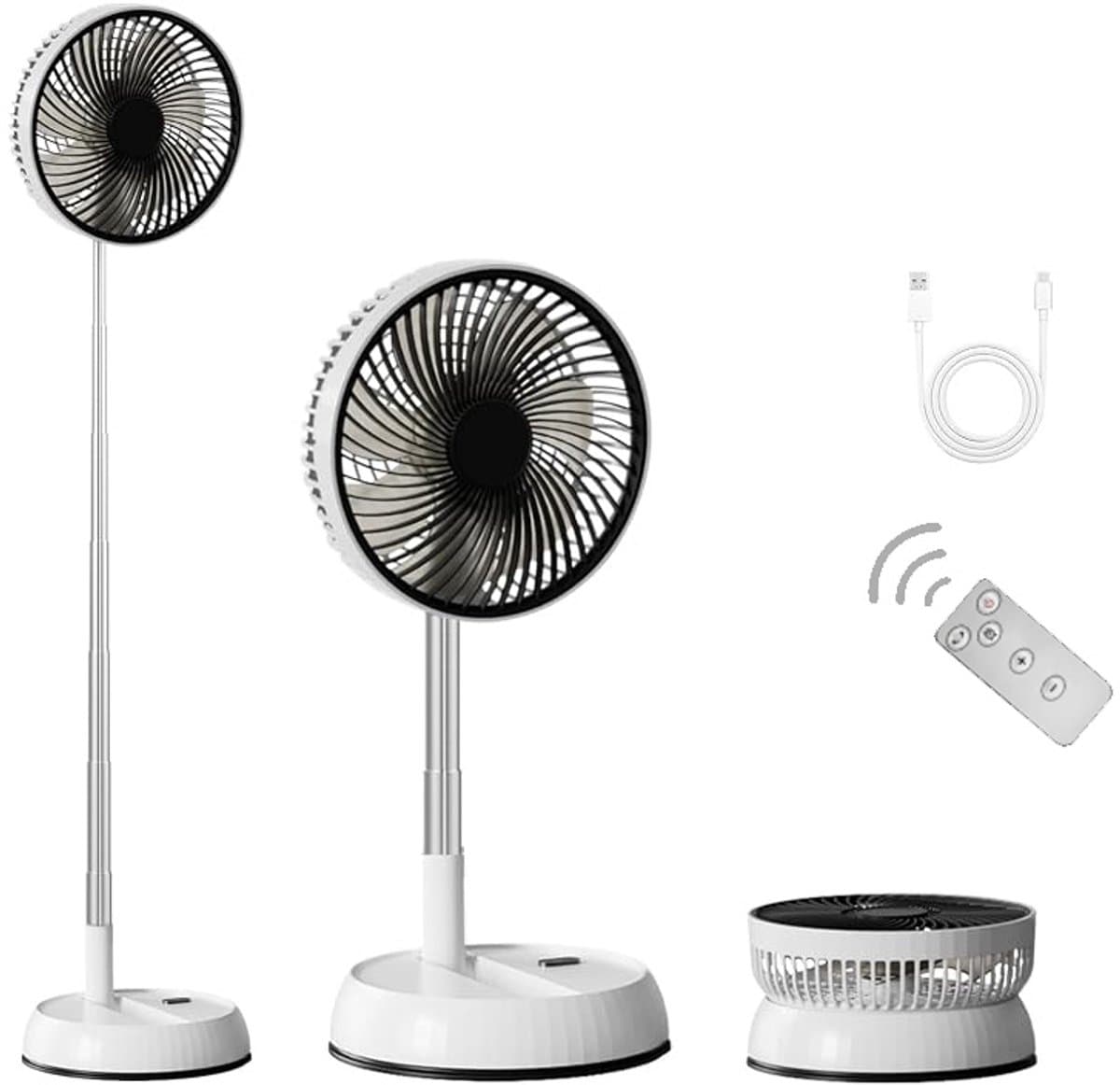 Statiefventilator - Zomerkoeling - Staande ventilator - Verkoeling woonkamer - Slaapkamer ventilator - Hittegolf oplossing - Verstelbare ventilator - Ventilator met afstandsbediening - Stille ventilator - Draaibare kop - Frisse lucht in huis - Zwart — afbeelding 1