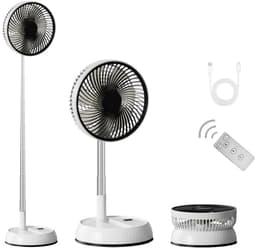 Statiefventilator - Zomerkoeling - Staande ventilator - Verkoeling woonkamer - Slaapkamer ventilator - Hittegolf oplossing - Verstelbare ventilator - Ventilator met afstandsbediening - Stille ventilator - Draaibare kop - Frisse lucht in huis - Zwart — thumbnail 1