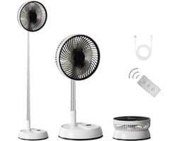 Statiefventilator - Zomerkoeling - Staande ventilator - Verkoeling woonkamer - Slaapkamer ventilator - Hittegolf oplossing - Verstelbare ventilator - Ventilator met afstandsbediening - Stille ventilator - Draaibare kop - Frisse lucht in huis - Zwart