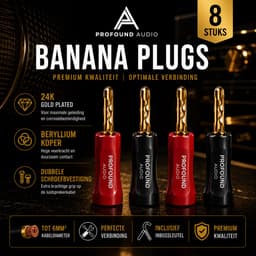 Profound Audio Premium Banaanstekkers – BFA Banaanpluggen set van 8 – 24K Gold Plated Beryllium-Koper – Voor Luidsprekerkabels & HiFi Speakers — thumbnail 2