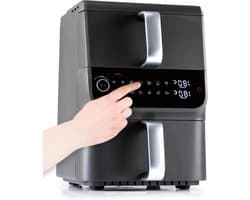 Heteluchtfriteuse Dubbel - Dubbele Airfryer - Gezond Koken - Twee Kamers - 10 Liter - Grijs