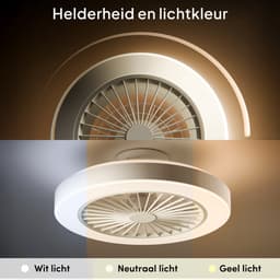 Avacy Plafondventilator met Verlichting - Plafondlamp Ventilator - Plafonniere - LED RGBW - Tuya Wifi Smart - Afstandsbediening - ⌀ 50cm - Wit — thumbnail 5