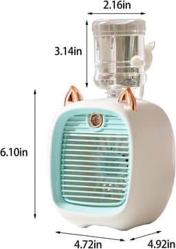 KZQ Blauwe Oplaadbare 3-In-1 Usb Tafelventilator Met Luchtkoeling, Luchtbevochtiger En Led Nachtlampje Voor Kantoor En Slaapkamer — thumbnail 5