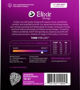Elixir Nanoweb - Akoestische Gitaarsnaren - 80/20 Brons - Extra Light - Langdurige Toon - Coating Tussen De Wikkelingen - .010-.047 — thumbnail 3
