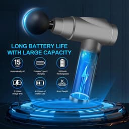 Beenmassageapparaat - Grijs - Mini Massagepistool met 6 Massagekoppen en LCD-scherm - Draagbaar en Stil — thumbnail 3