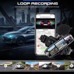 Dashcam voor auto - Zwart - 3 inch - 4-kanaals Full HD dashcam met wifi en nachtzicht - Voor uitgebreide voertuigbewaking — thumbnail 5