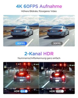 Dashcam voor auto - Zwart - 4K + 2K Dual Camera - Met Nachtzicht en Wi-Fi 6 - Voor Maximale Veiligheid en Parkeermodus — thumbnail 4