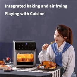 Heteluchtfriteuse – Airfryer - Airfryer Oven - 12L - 1350W - LED Touchscreen - Olievrije Heteluchtfriteuse - Multifunctioneel Convectoroven - Kijkvenster - Grote Capaciteit - Zwart — thumbnail 5