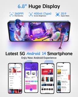 OUKITEL C50 5G Mobiele Telefoon Zonder Contract met 128 GB Opslag, 5150 mAh Accu, Android 14 — thumbnail 5
