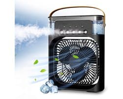 Casalora Portable Aircooler - Airco Zonder Afvoerslang - Tafelventilator -Luchtkoeler 4-in-1 -3 windsnelheden met 600ml Watertank - Zwart