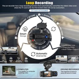 Auto Dashcam - Zwart - 3-kanaals - 1080P Video-opnamen met Nachtzicht - Voor Auto's — thumbnail 4