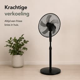 Kinzo Ventilator Staand - Ventilator - 3 Standen - Zwart — thumbnail 2