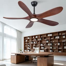 52 inch Plafondventilator - Met verlichting en afstandsbediening - 3 kleurtemperaturen en dimbaar - Zes snelheidsstanden - Stille werking - Vijf massief houten bladen — thumbnail 3