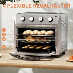 Mini Ovens - Heet luchtoven - Gezond Koken - 360 Graden Hete Lucht - 24 Liter - Zilver — thumbnail 4