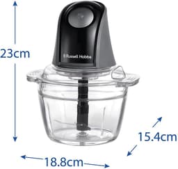 Elektrische Mini Chopper Keukenmachine voor Groenten, Fruit, Vlees - Met 1 Liter Glazen Kom en 2 Snelheden — thumbnail 4