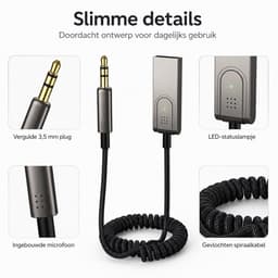 Carkit Transmitter Bluetooth USB – Auto USB naar AUX Bluetooth Ontvanger – AUX BT Adapter - Audio Adapter naar 3.5mm Jack — thumbnail 2