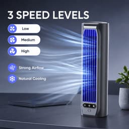 Tafelventilator - Tower Fan - Mini Ventilator - Air Cooler Desktop - Stille Koelventilator - USB Ventilator - Met Telefoonhouder - 3 Snelheden — thumbnail 5