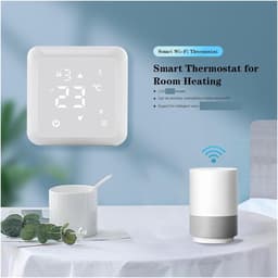 Digitale Thermostaat - Kamertemperatuur Regelaar - Verwarming Instellen - Touchscreen Bediening - 86 x 86 mm - Lichtgroen — thumbnail 4