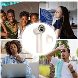 Kleine ventilator | Persoonlijke handheld bladloze ventilator met Air Turbo Tech, multi-speed aanpassing, werkt op batterijen, coole gadgets voor kamperen, werken - wit — thumbnail 4