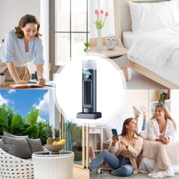 Aircoventilator – Torenventilator/koeler, stille, oscillerende ventilator zonder bladen met afstandsbediening en watertank, 6 snelheden en luchtbevochtiger; geschikt voor slaapkamers, kantoren en binnenshuis (37 x 13 x 13 cm) — thumbnail 5