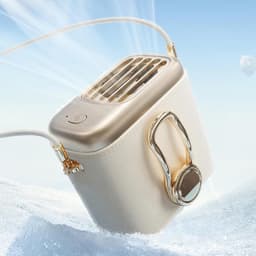 Ventilatorkoeler - bureau nekventilator, 8,4 x 6,0 cm draagbare kleine ventilator, oplaadbare batterij, draagbare koeling met 3 snelheden voor wandelen, kamperen, reizen — thumbnail 4
