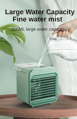 KZQ Draagbare Watergekoelde Desktop Luchtkoeler Ventilator Met 3 Snelheden Usb Oplaadbaar Op Batterijen Voor Kantoor En Thuis Zwart — thumbnail 4