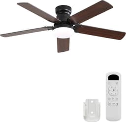 Plafondventilator - Met LED Verlichting en Afstandsbediening – ventilator - Ultra Stille DC Motor, Energiezuinig, 6 Snelheden, Timer & Lichtgeheugen, Laag Profiel Plafondventilator voor Slaapkamer en Woonkamer — thumbnail 2