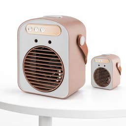 VHV - Ventilator - Tafelventilator - Luchtkoeler met Sprayfunctie - Draagbare Airco Ventilator 500ml - Mini Air Cooler met Display en Verstelbare Lamellen - Ideaal voor Kantoor en Bureau - Beige — thumbnail 1
