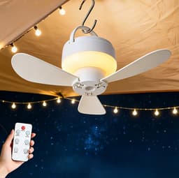 Plafondventilator - plafond ventilator met verlichting - plafondventilator slaapkamer - plafondventilator buiten - ventilator met afstandsbediening - tafelventilator - oplaadbare plafondventilator - USB, voor buiten - paviljoen - terras — thumbnail 1