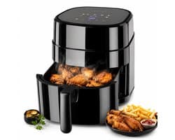 GOURMETmaxx Airfryer 4,5 Liter – Digitale Heteluchtfriteuse met Touchscreen – 7 Automatische Programma's – Friteuse Zonder Olie – Oliearm Bakken, Grillen, Braden & Roosteren – Voor 2-4 Personen – Zwart