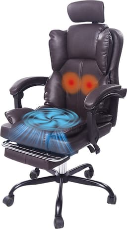 Gaming-Stoel – Met Ventilator, Ergonomische Bureaustoel, Luchtkoeler & Koeling, Geventileerde Zitting, Ligfunctie, Massage, Verstelbare Directiestoel, Bruin — thumbnail 1