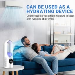 Kleine USB-ventilator met luchtbevochtiger - stille bureauventilator met 6 snelheden, luchtkoeler met ledlicht in 7 kleuren, voor slaapkamer, kantoor — thumbnail 3