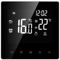 Slimme thermostaat - Smart thermostaat - Elektrische verwarming - Slimme vloerverwarming thermostaat - Geen WiFi - Wit + zwart — thumbnail 1